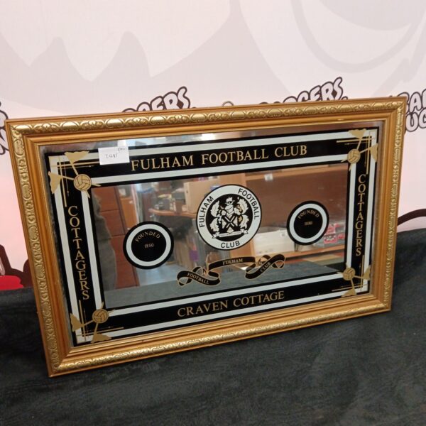 Fulham Craven Cottage mirror with gold frame, a football club collectible.