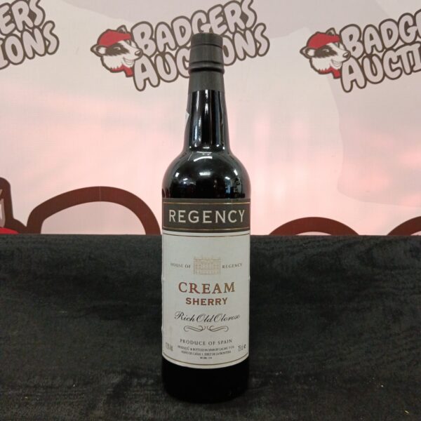 Sealed bottle of Regency Cream Sherry, vintage collectible alcohol.