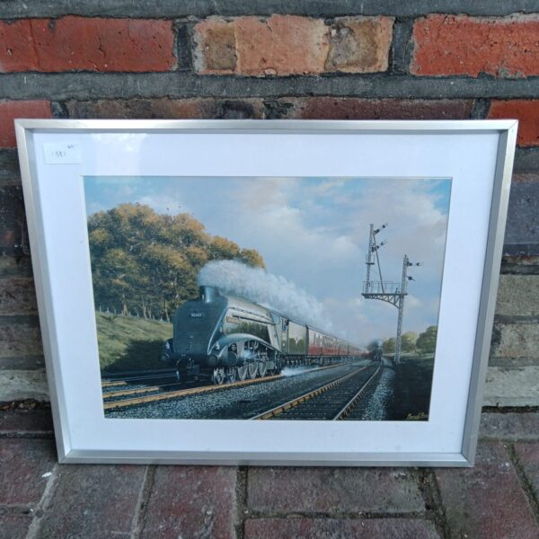 Sir Nigel Gresley locomotive print by Barry G Price, railway art.