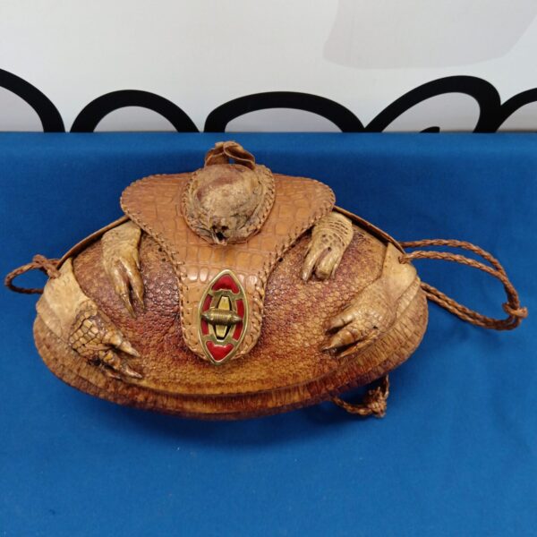 Vintage armadillo taxidermy bag, unique collectible handbag.