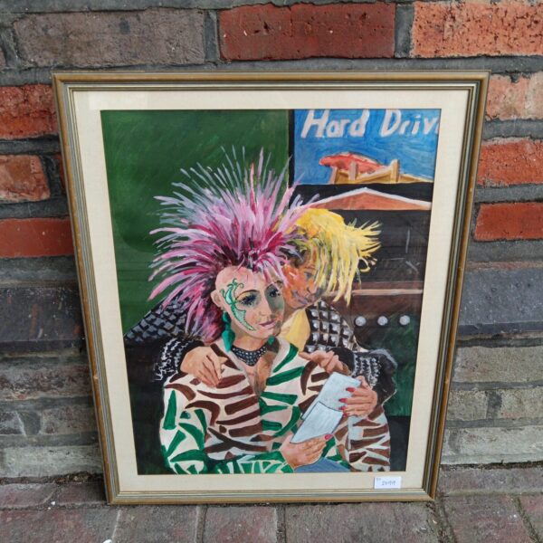 Vibrant acrylic painting of punk rockers by Jean Woods.