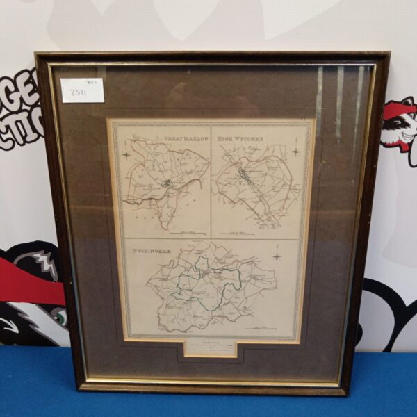 Antique R Creighton map of High Wycombe, Marlow and Buckingham.