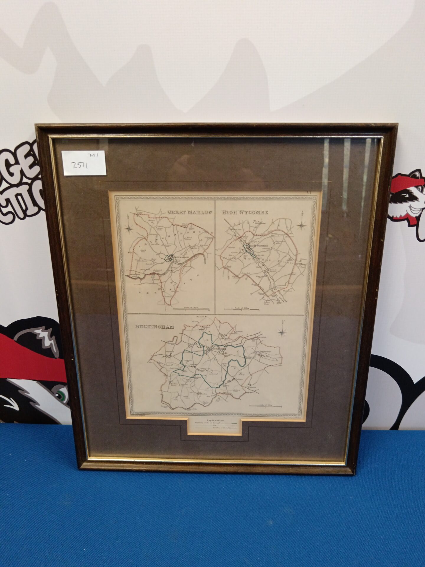 710 R Creighton framed map of high Wycombe, Marlow & Buckingham
