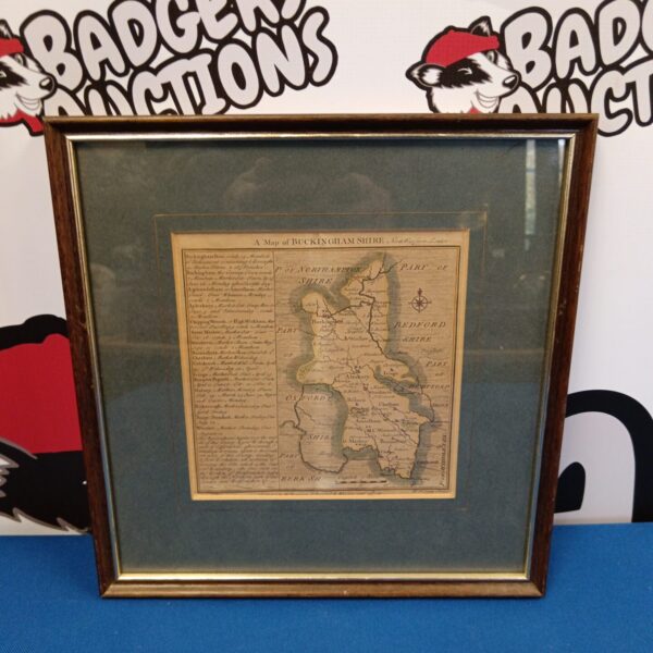 Antique 18th century map of Buckinghamshire, detailed county cartography.