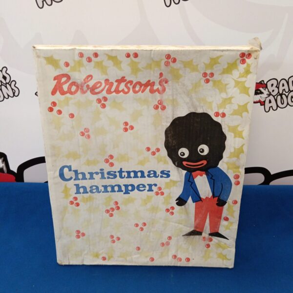 Vintage Robertson's Golly Christmas hamper box, collectible golly character.