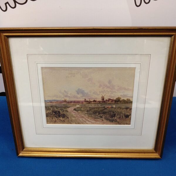 Walter Wallin Caffyn watercolour painting of a windmill landscape.