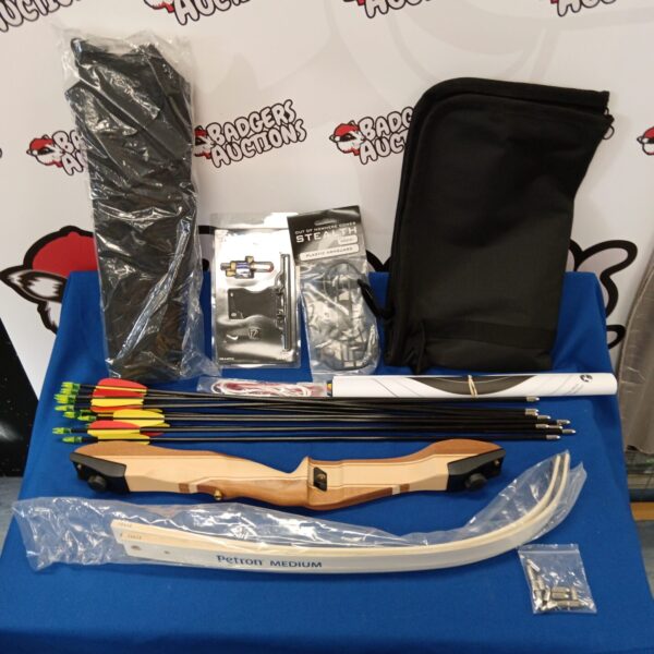 Petron Medium bow set with arrows and case for archery.
