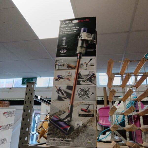 Boxed Dyson V10 Absolute cordless vacuum cleaner for home cleaning.