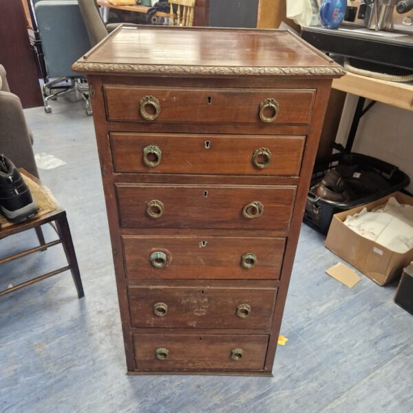 Antique Georgian tallboy washstand with mahogany drawers.