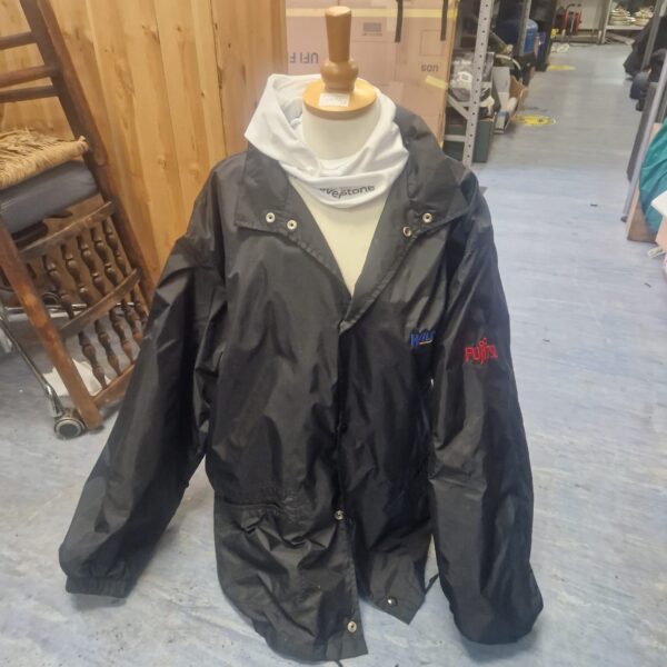 Vintage Williams F1 jacket with Silverstone branding on mannequin.