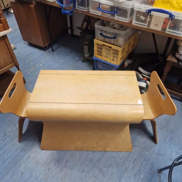 Vintage childs table in Bloom Otto style, showing wear.