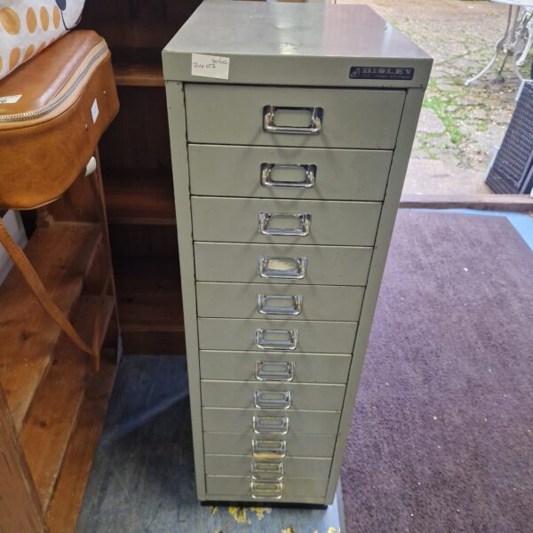 Vintage Bisley engineering drawers, metal filing cabinet for plans.