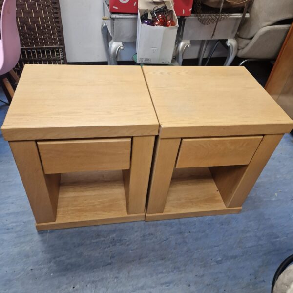 Pair of vintage John Lewis bedside cabinets in wood.