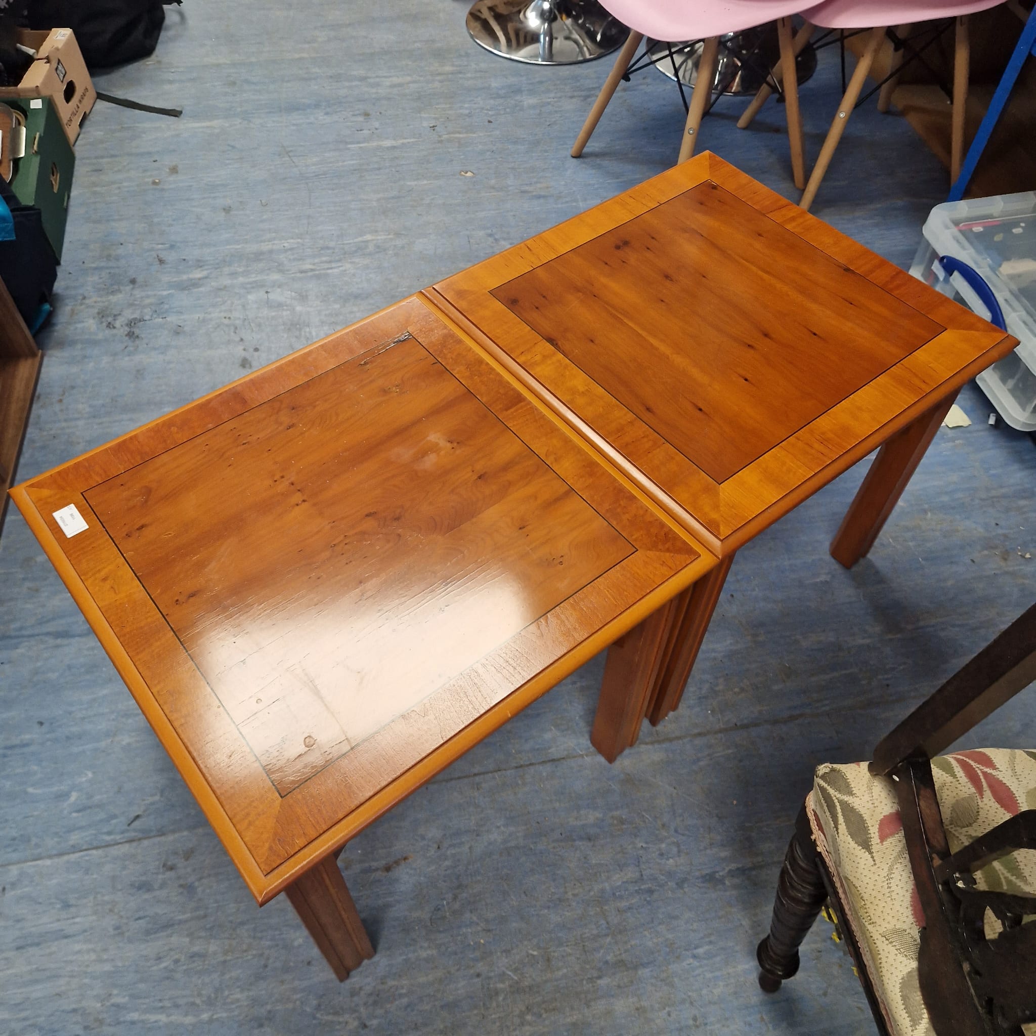 566 pair of walnut veneered magazine tables