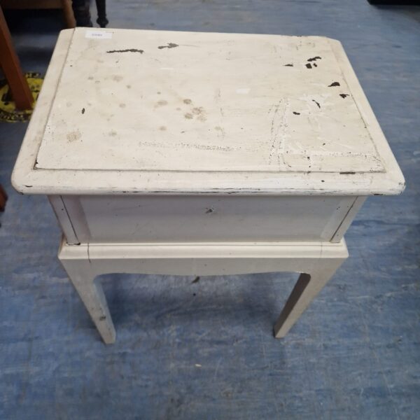 Vintage shabby chic bedside table with single drawer.