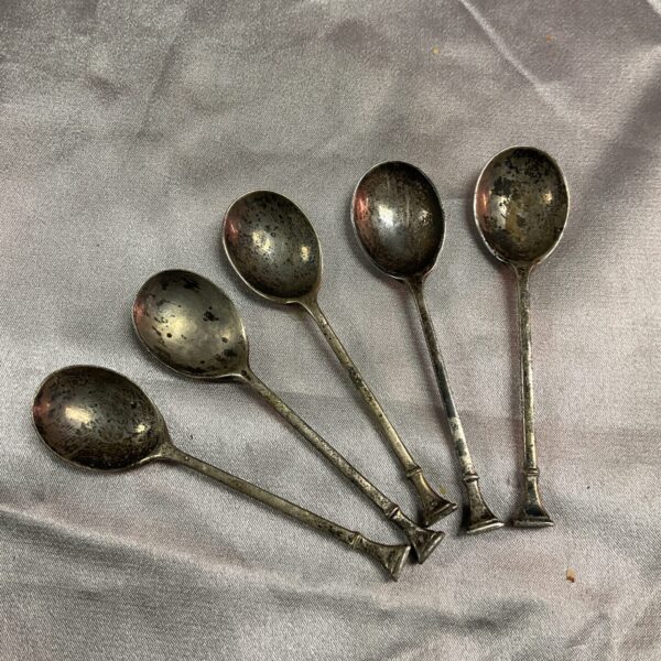 Edwardian silver plate teaspoons set, vintage floral design.