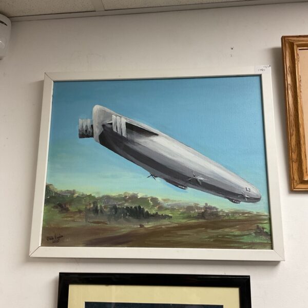 Jack Hayden painting of a vintage zeppelin airship in flight.