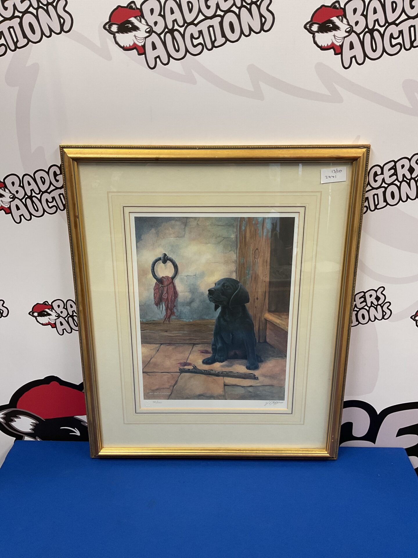 731 John lewis fitzgerald signed limited edition 183/500 print of a black Labrador puppy