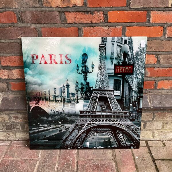 Vintage Paris Metro print featuring the Eiffel Tower.