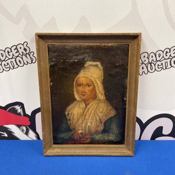 17th-century Flemish portrait of a young woman in a white lace bonnet.