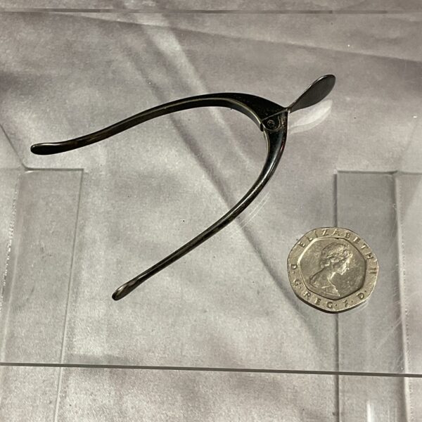 Hallmarked silver wishbone sugar tongs, antique silverware.