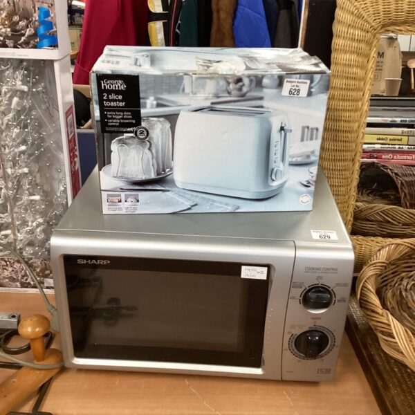 George Home toaster and Sharp microwave kitchen appliance lot.