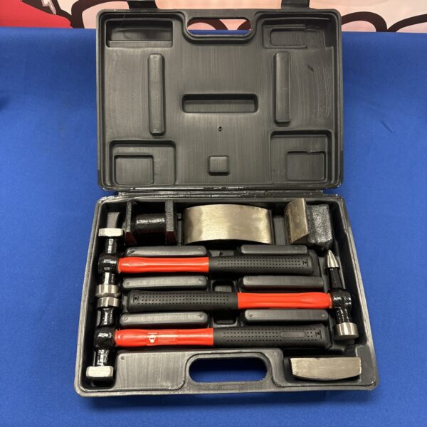 Amtech panel beaters hammer set in a carrying case, automotive repair tools.