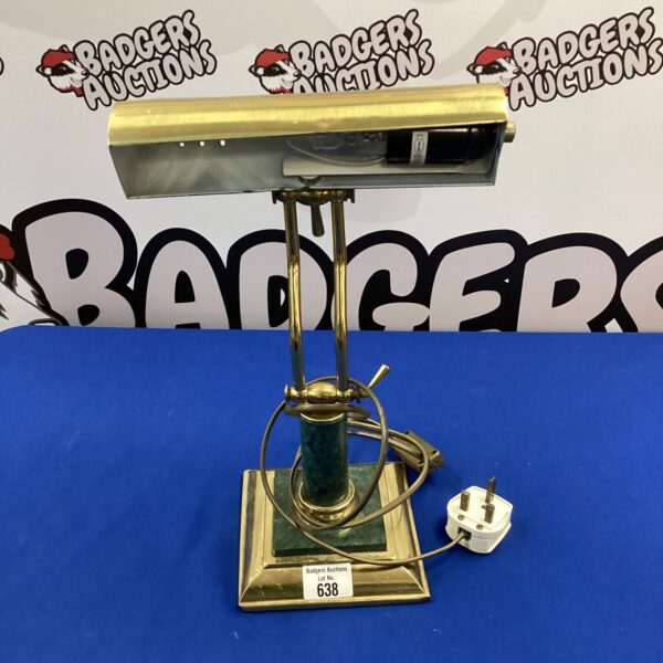 Vintage green bankers lamp with marble base.