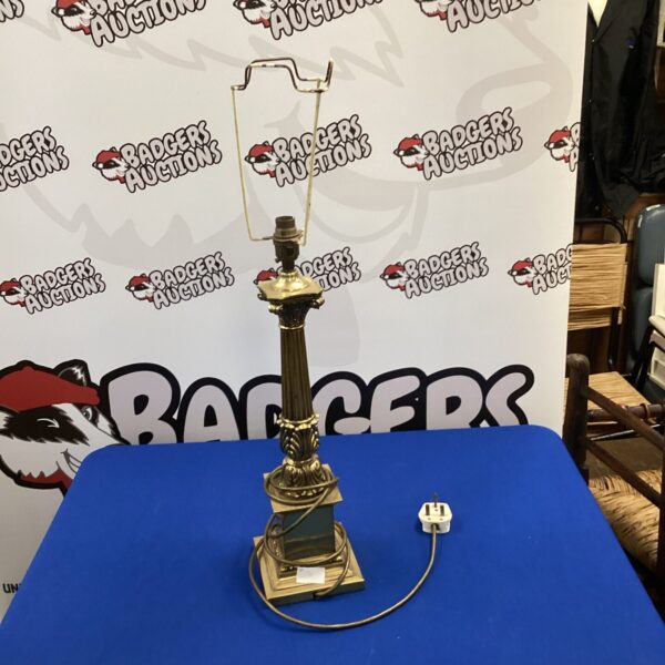 Vintage brass pillar table lamp with adjustable head.
