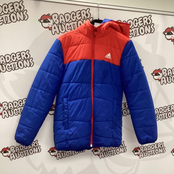 Blue Adidas child's jacket, size 11-12, sporty design.