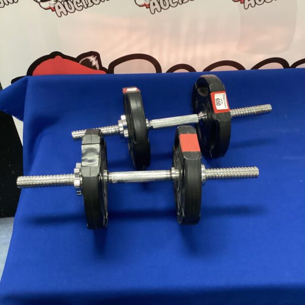 Heavy 125kg dumbbell pair for strength training and fitness.