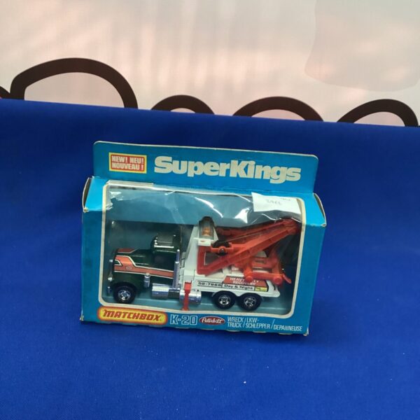 Vintage Matchbox K20 wreck truck in original box, collectible diecast toy.