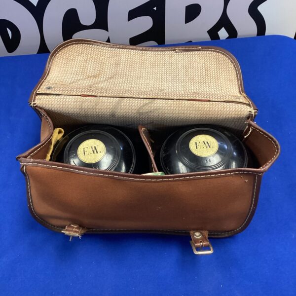 Vintage E.W garden bowls in a canvas bag.