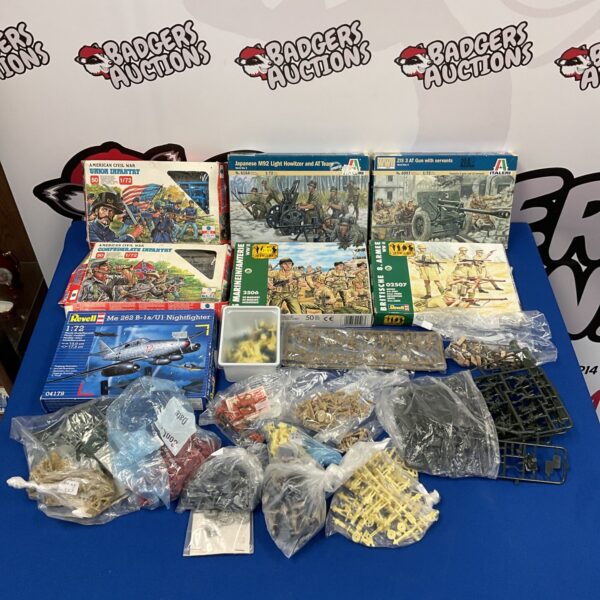 Collection of unbuilt Revell, Italeri & Esci model soldiers and kits.