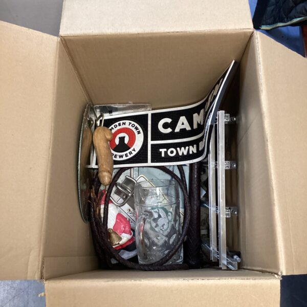 Mixed lot of collectibles including Camden Brewery beer mat.