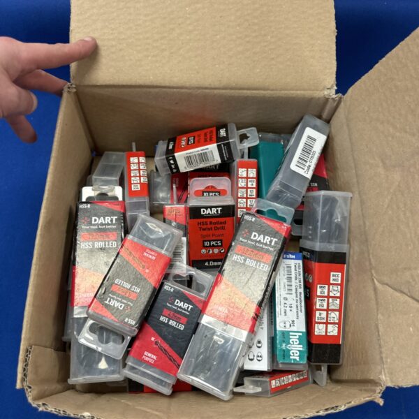 Ten-piece HSS drill bit set in original packaging for metal and wood.