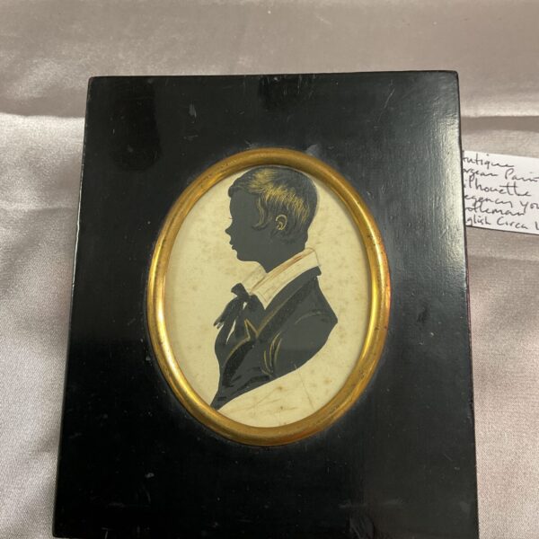 Antique Georgian painted silhouette of young regency gentleman English c1815