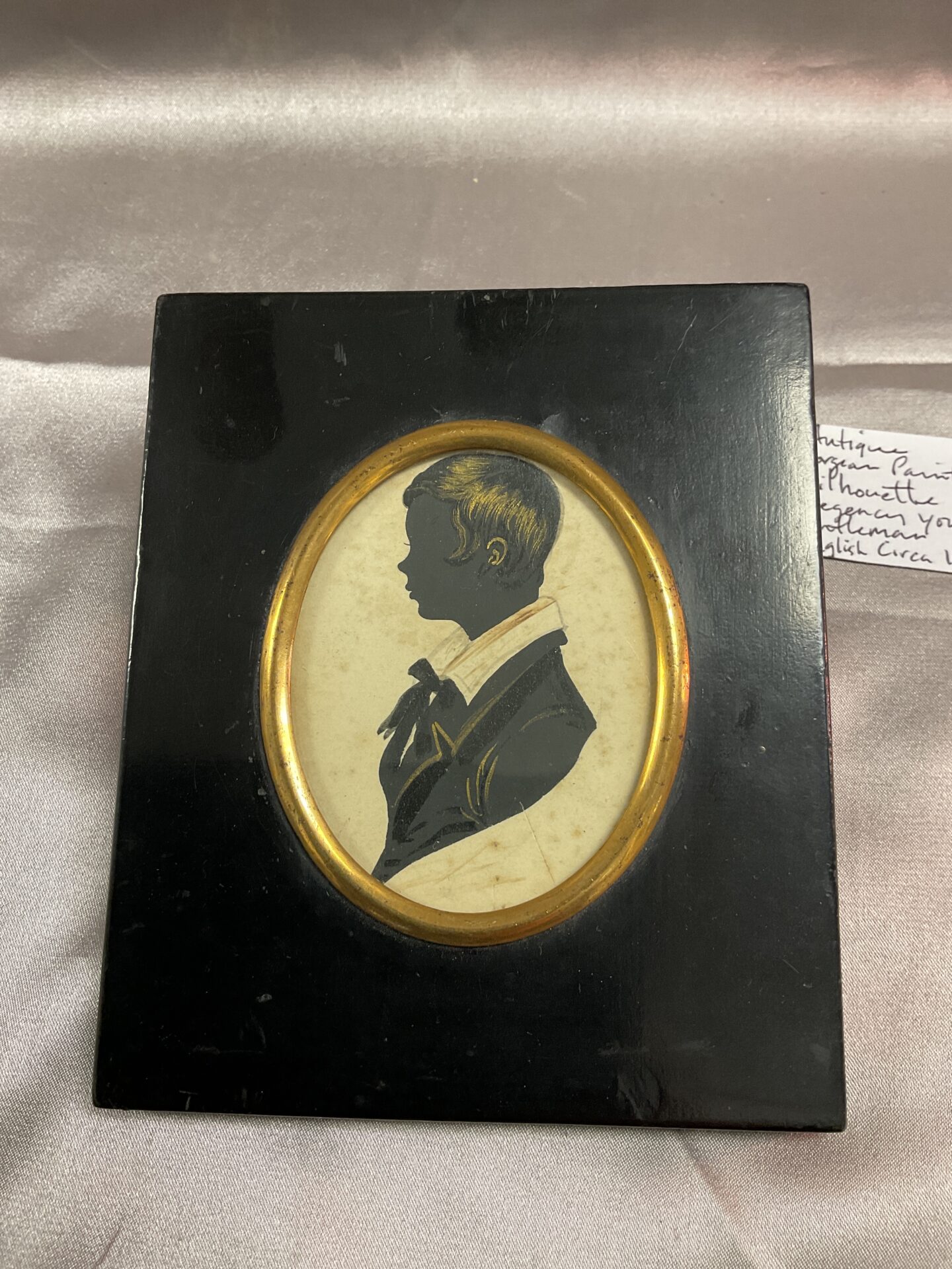 898 Antique Georgian painted silhouette of young regency gentleman English c1815