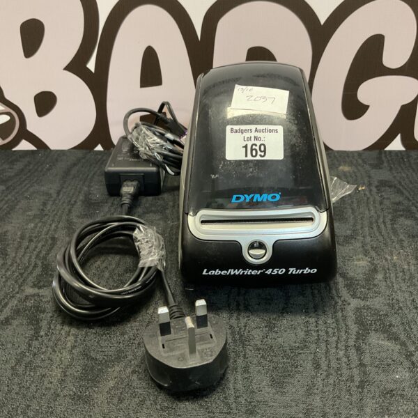 Dymo Labelwriter 450 Turbo label printer with power cable.