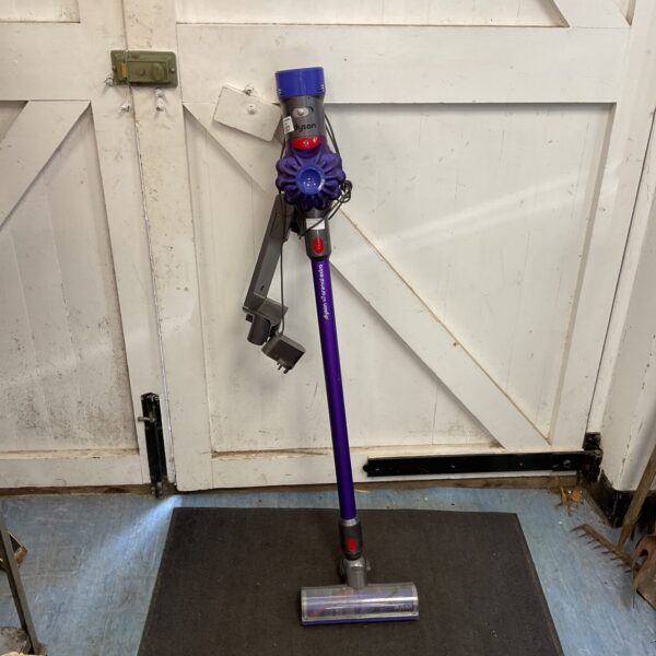 Dyson V7 Animal Extra cordless vacuum cleaner in grey and purple.