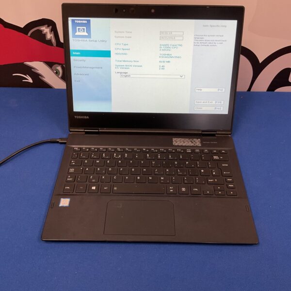 Toshiba laptop displaying BIOS setup utility screen.