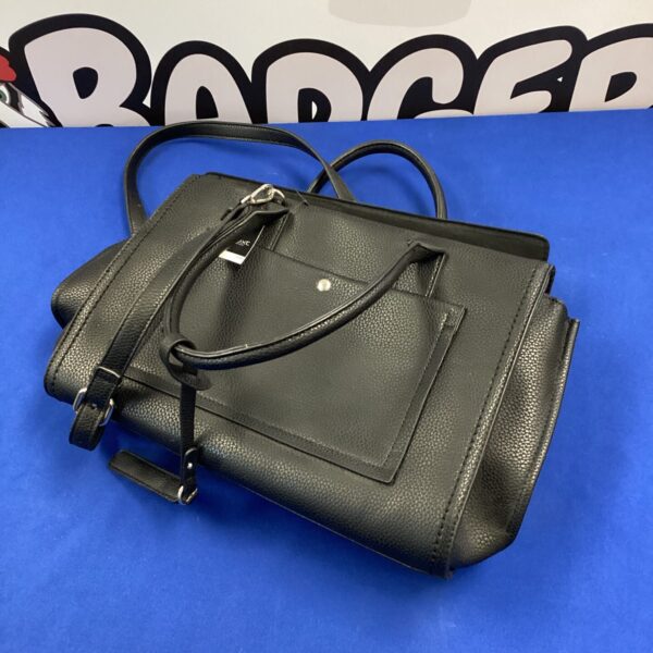 Black leather Next handbag with twin top handles.