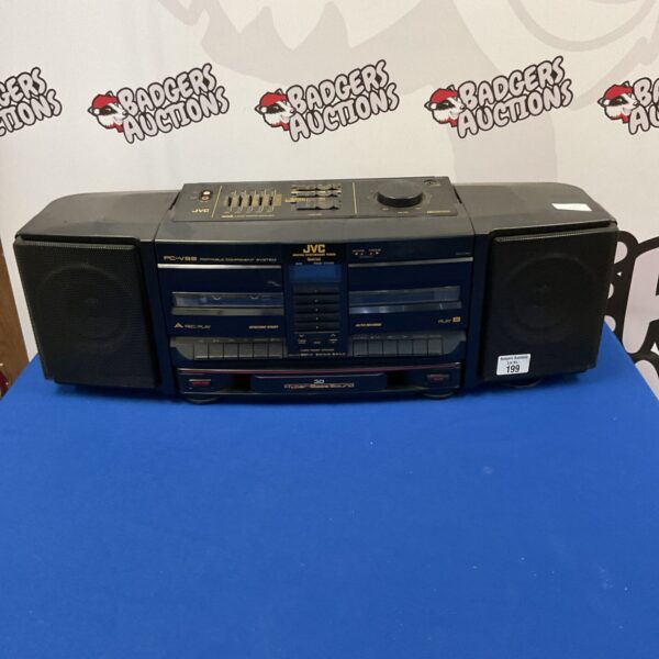 Vintage JVC PC-V88 ghetto blaster boombox with cassette decks.