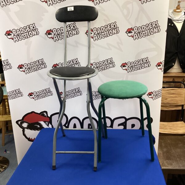 Vintage metal stools with industrial design for kitchen or workshop.