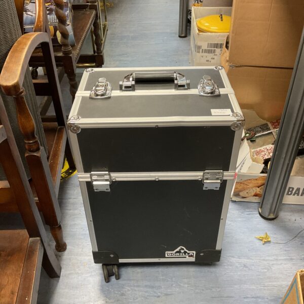 Black Gorilla makeup artist transit case with metal edging.