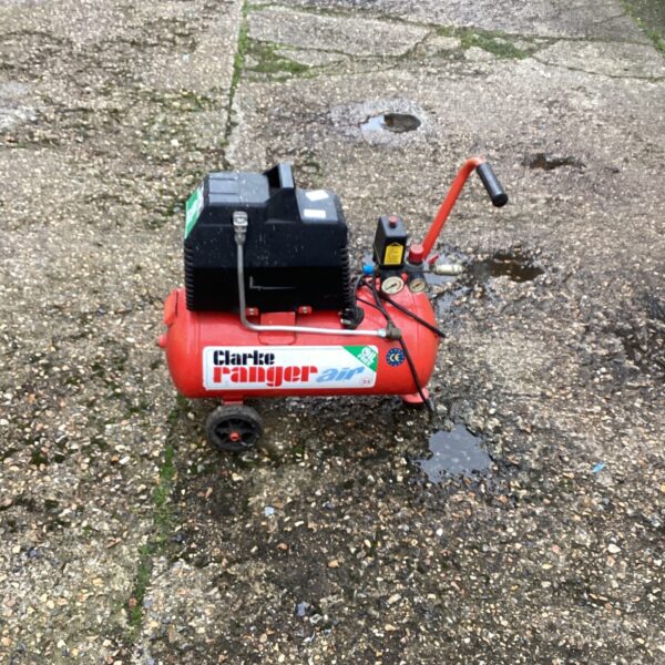 Portable Clarke air compressor for garage and workshop use.