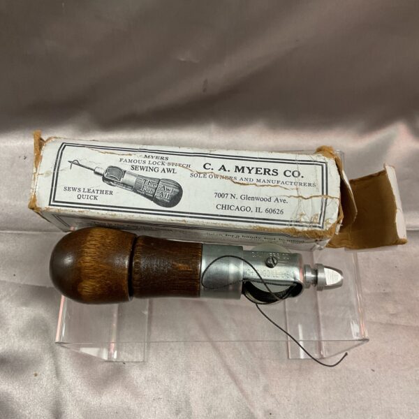 Vintage C A Myers sewing awl for leatherwork and antique tool collecting.
