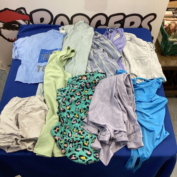 Mixed lot of ladies' tops, casual summer clothing bundle.