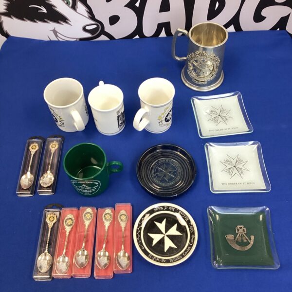 Vintage St John Ambulance collectables lot including tankard and spoons.
