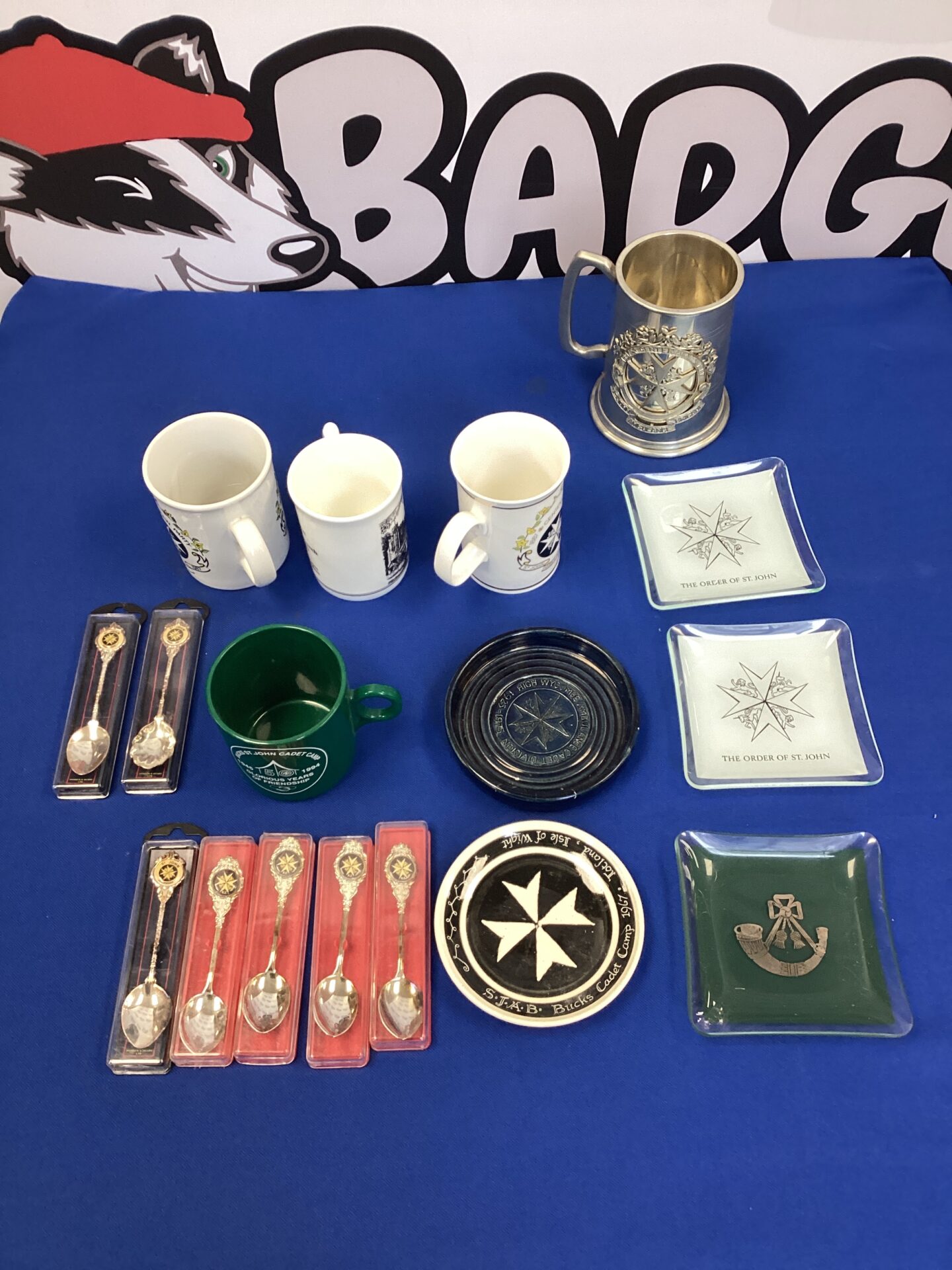 235 st johns ambulance tankard, spoons & dishes